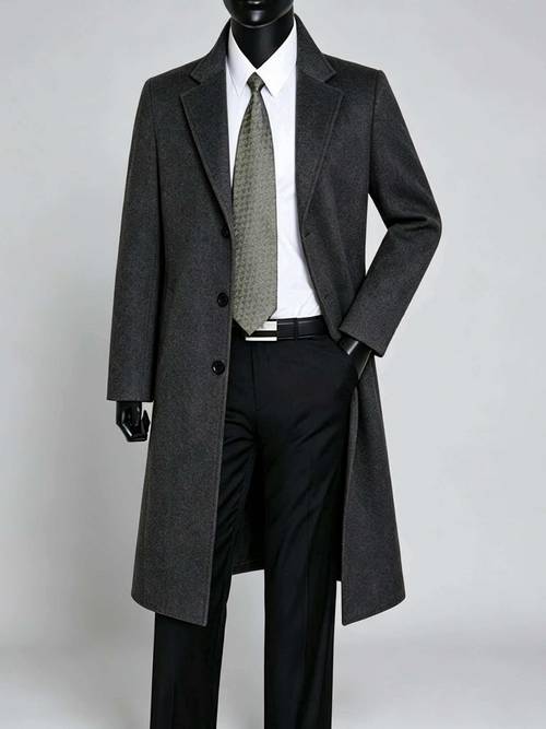 2026 new solid color mens western mature executive meeting quality solid color trench coat casual fashion versatile lightweight mens long trench coat