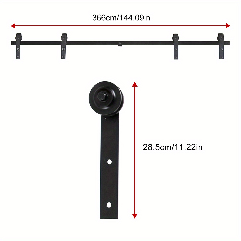E-shop 366cm Scheunentür-Zugbahn-Rollenset, Türschienen, Schiebetürgleitsystem, Gleitfahrtschienensatz