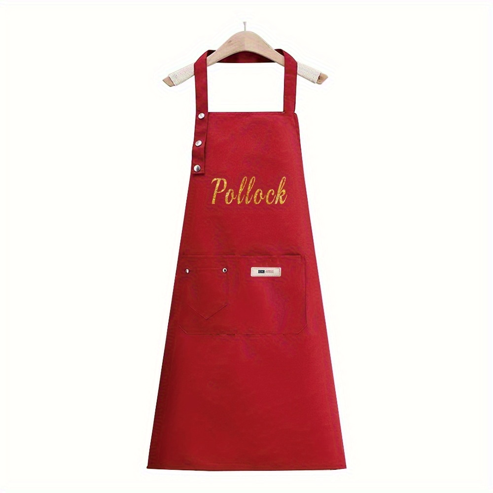 TEMU 1 Delantal Personalizado con - Poliéster Premium, Ropa de Cocina Unisex Duradera y Cómoda, Delantal para Cocinar con Doradas, Tela Fácil de para