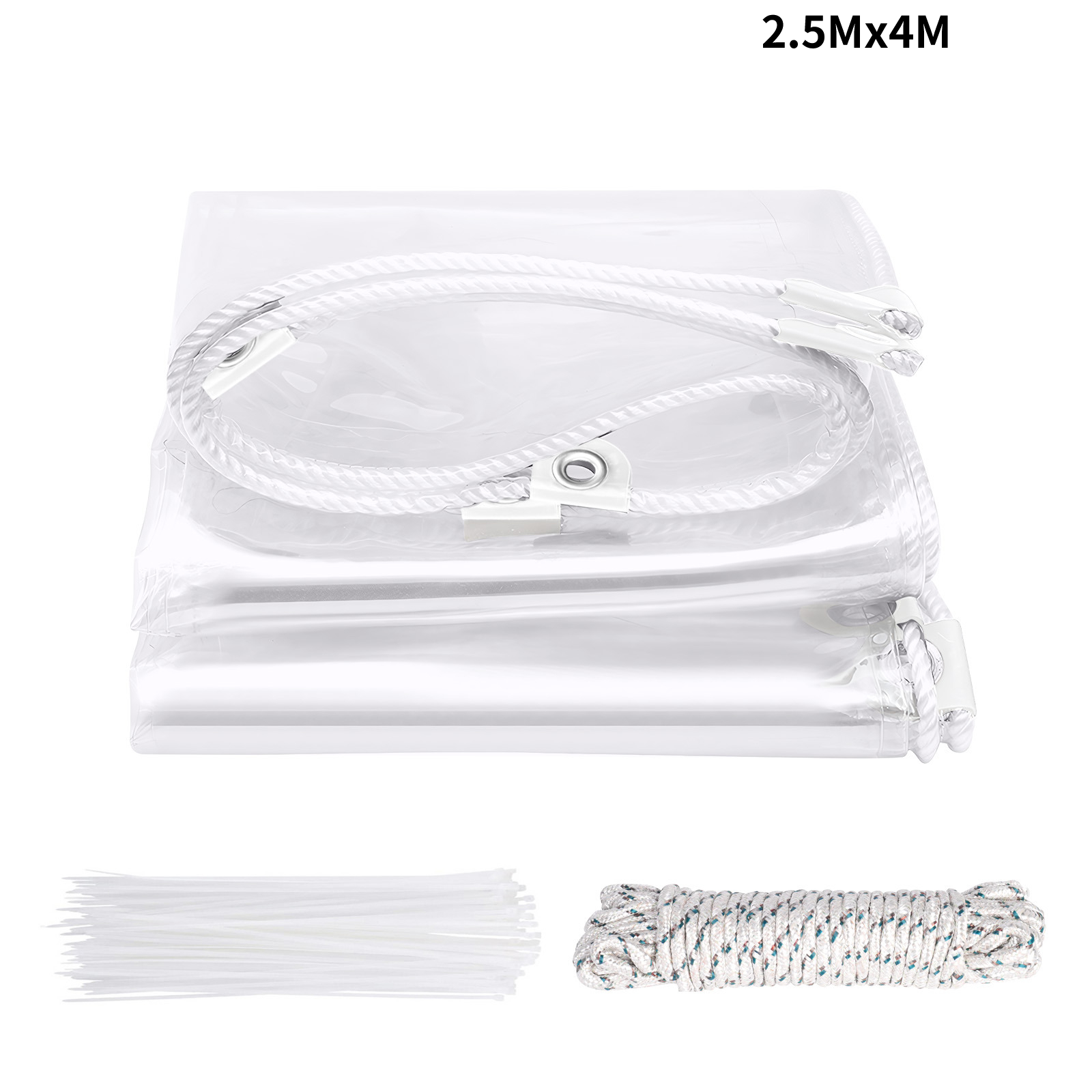 Image of Topchances High-quality Pvc Transparent Tarpaulin With Reinforced Corners & Full Eyelets, With 10m Rope & 20 Cable Ties, Durable Cover For Patio Garden Outdoor Camping