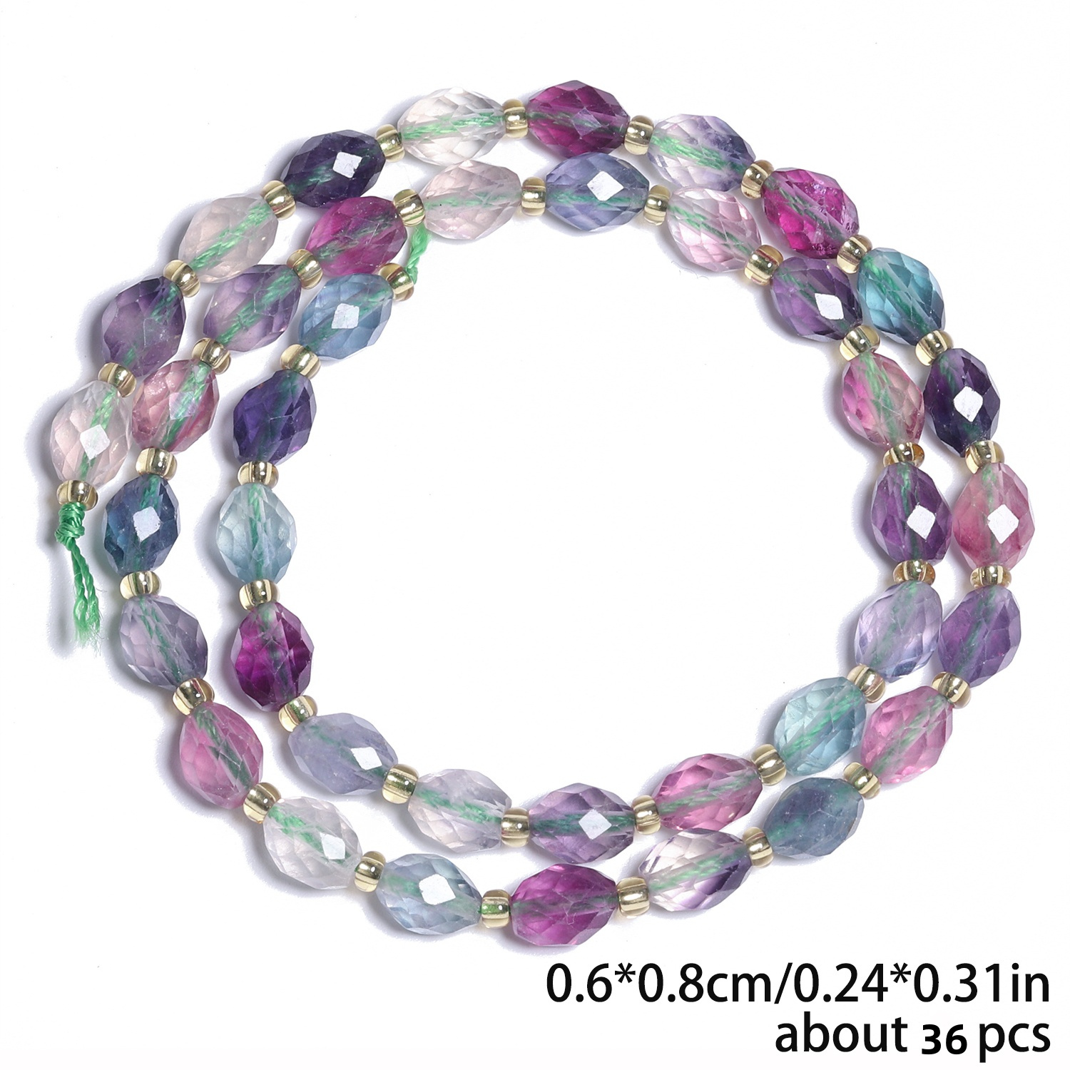 E-shop Ca. 18/36 Stück Bunte Fluorit-Steinperlen, Facettierte -Form Spacer-Lose Perlen & Perlenzubehör, für DIY Schmuckherstellung Armbänder Halsketten