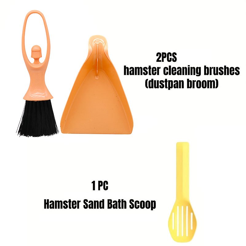 3pcs Set/Mini Broom&Dustpan/Hamster Litter Scoop/Cleaning Brush/Waste Removal Tools/Ideal for Cleaning Cages of Hamsters, Rabbits, Reptiles, and Other Small Pets