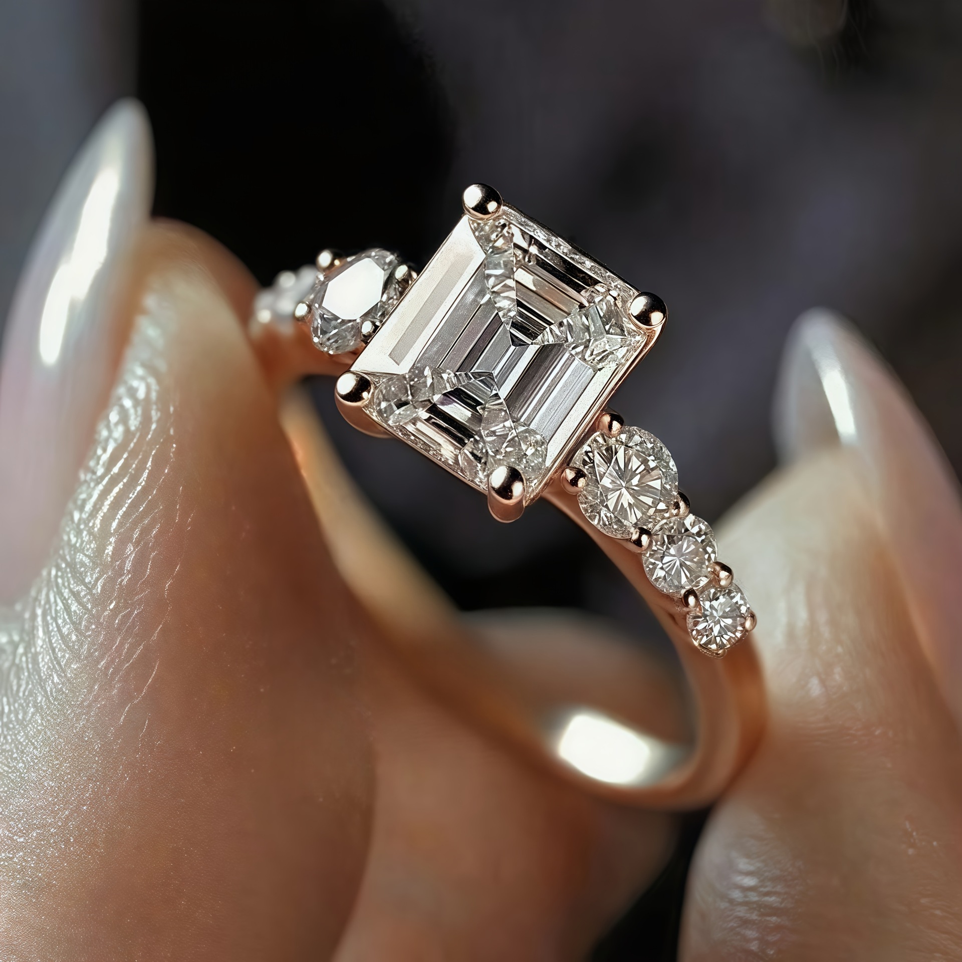 TEMU Bague en Moissanite Argentée Plaquée S925 , Bague Carrée en Moissanite, Bijou Haut de Gamme de Style Luxe Léger pour Mariée, Bague , pour