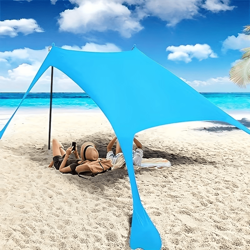 Camping Beach Tent with Awning and Iron Pole Support