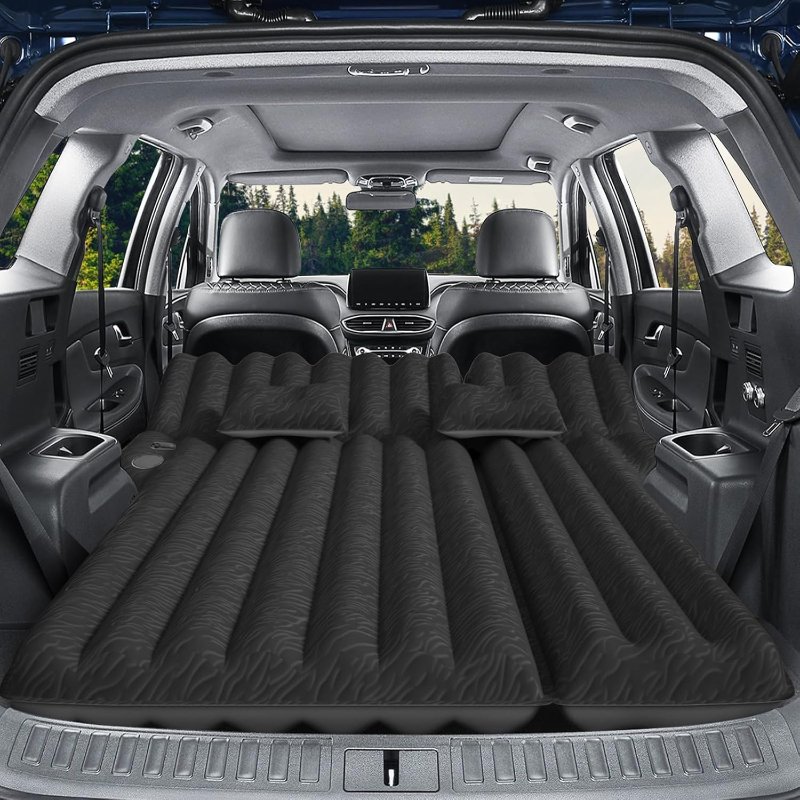 TEMU Suv Air Mattress: Inflatable Car Air Mattress For Camping, Flocking Car Bed With Air Pump & 2 Pillows, Portable Sleeping Pad Mattress For Home