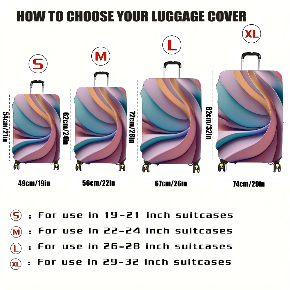 TEMU 1pc, Elastic Travel Suitcase Cover Suitable For Luggage, Durable And Personalized, Featuring Colorful Modern Textured Patterns, A Protector With