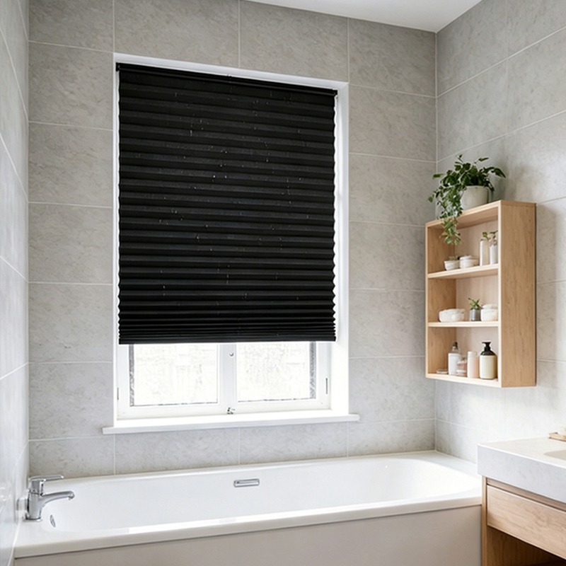 1pc   no drill adjustable pleated blackout sun shade curtain stick on window blinds suitable for bathrooms kitchens bedrooms privacy protection blocking portable for modern decor