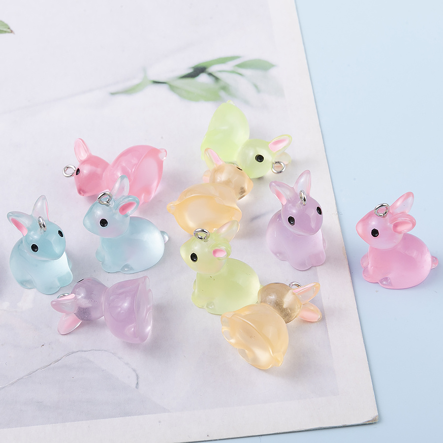 

10pcs Rabbit , 3d Pendants For , Earring Necklace Accessories, Assorted , Miniature Pendant