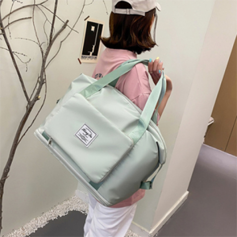 large capacity travel luggage bag expandable and foldable overnight suitcase with wet dry   function machine washable zipper closure essential carry on bag for women and men   tote durable handbag details 9