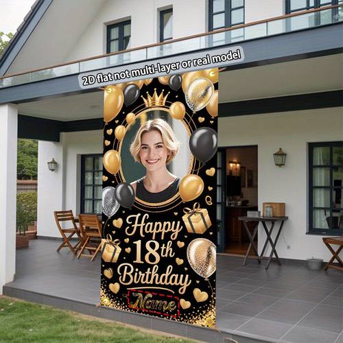 2d flat 1pc personalized text name date 2d flat banner suitable for birthday wedding door curtain decoration with four holes ropes party sign for porch spring summer fall events add your own photos text 2d flat