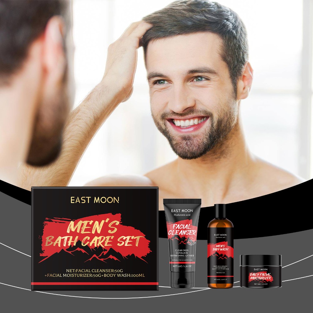 Kit de soin pour homme East Moon Men's Bath Light, multi-effet visage et corps, nettoyant, hydratant et revitalisant