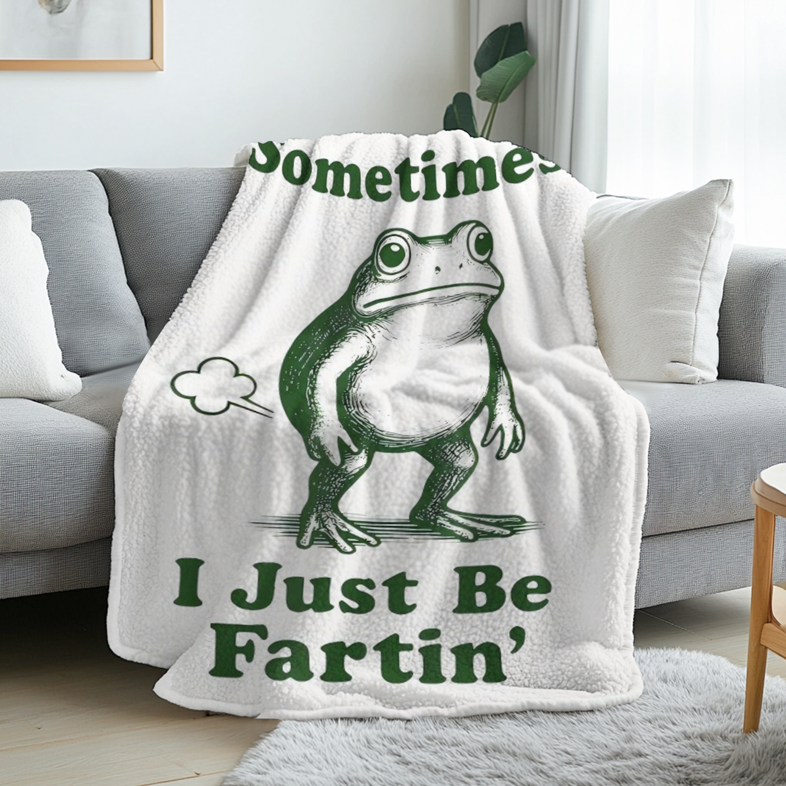 TEMU 1pc I Frog Flannel Blanket, Soft, Warm, Humorous Print Pattern, Suitable For Sofa, Living Room, Use, Halloween, Christmas, Room Decor, Fall