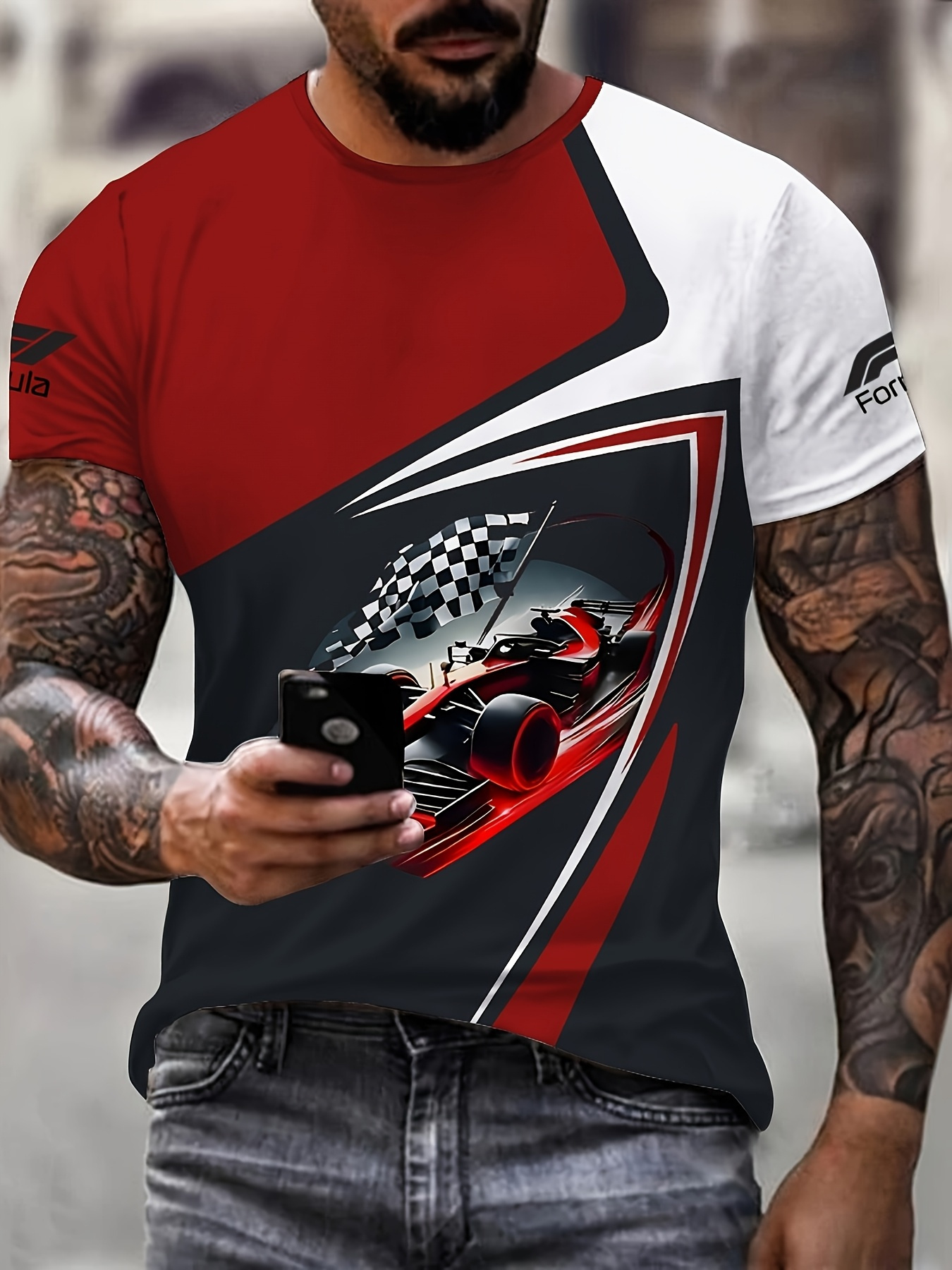 Heren T-shirt met raceprint