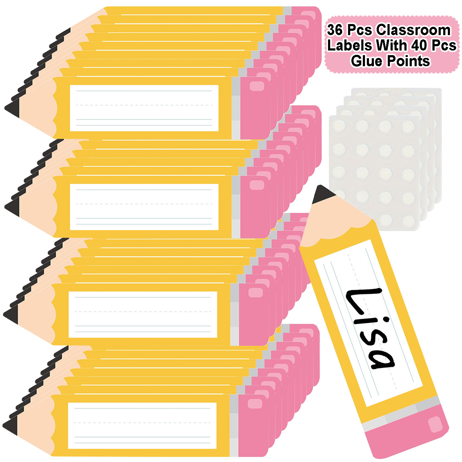 TEMU Lot de 36 étiquettes nominatives de crayon pour bureaux de classe 2,5x9,5 pouces, plaques nominatives pour élèves, étiquettes pour casiers de