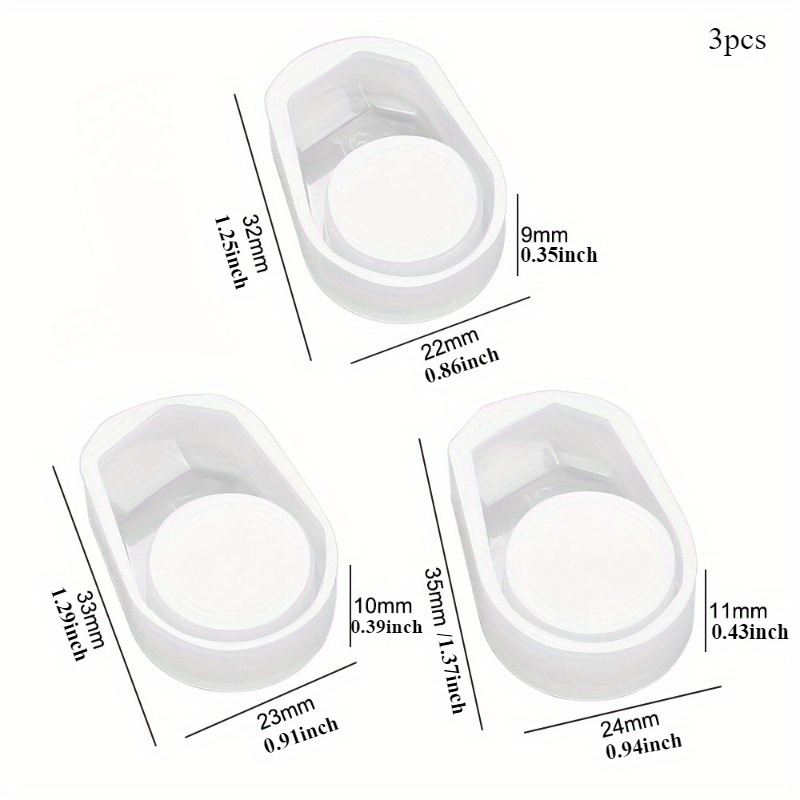 TEMU 3 pezzi Stampi in silicone a forma irregolare per anelli, 3 diverse dimensioni, stampi per braccialetti a , stampo liquido in resina, produzione