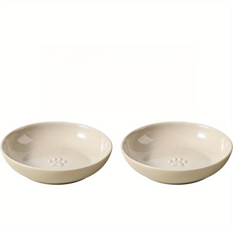 Image of 5.7-inch Ceramic Wide-rim Anti-whisker Fatigue Cat Bowl, Indoor Kitten Food & Water Dish Set, 2-pack, Perfect For Indoor Kittens And Small To Medium Dogs