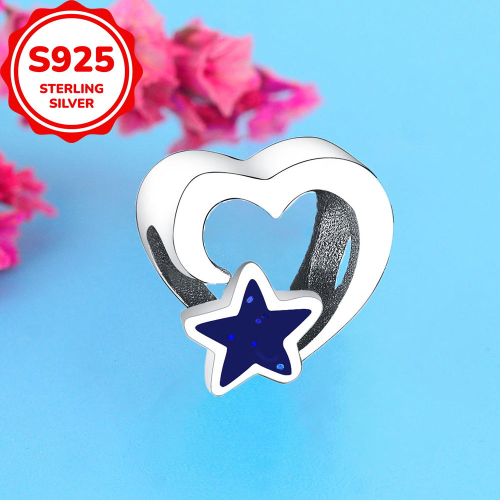 925 Silver Sky Heart Design Bead, Perfect for Crafting