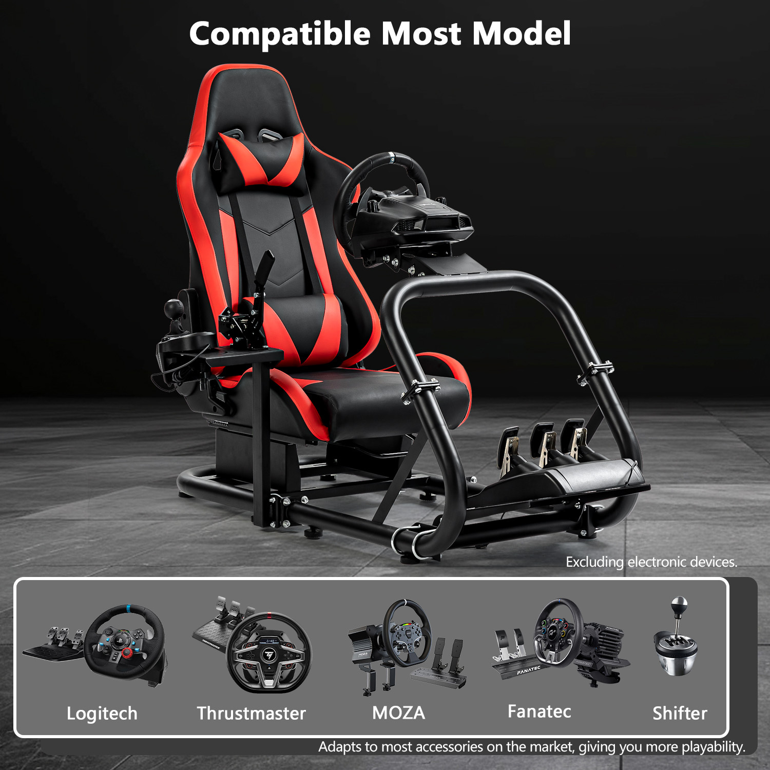 g29 racing simulator cockpit with seat compatible with   logitech   pc g25 g27     t300rs ultra sturdy alloy steel steering wheel stand without wheel pedal  