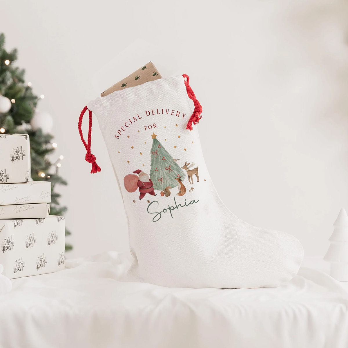 TEMU Personalized Christmas Stocking, Custom Name Initials Pattern Christmas Stockings, Holiday Present Sack, Christmas Eve Bag, Christmas Fireplace,