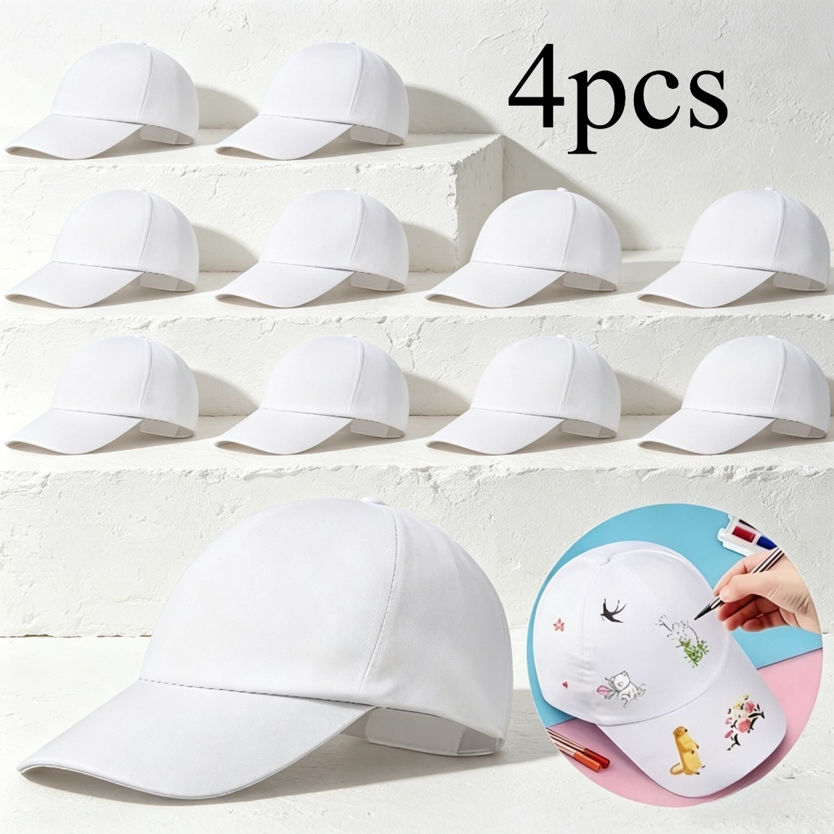 4er-pack   baseball caps & partyhüte,   für kunstmalerei, outdoor-sport & bastelprojekte