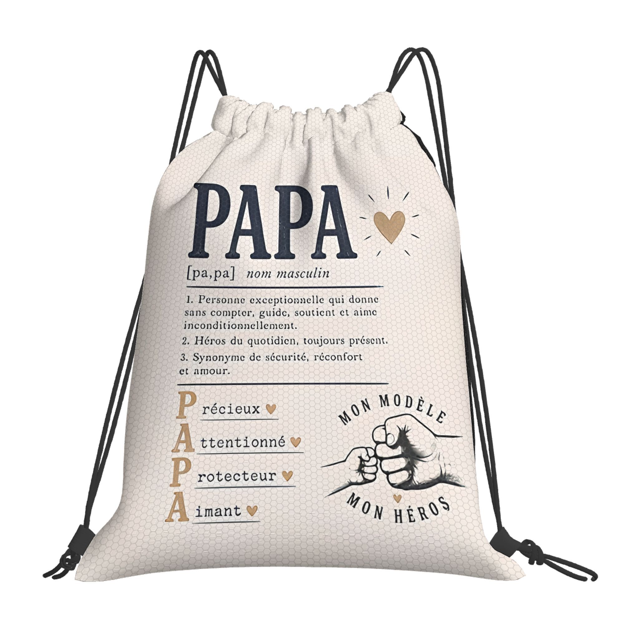 TEMU Sac à cordon de serrage kawaii sur le thème de Papa, convient pour de des Pères, pochette sac à dos portable multi- avec fermeture, rangement
