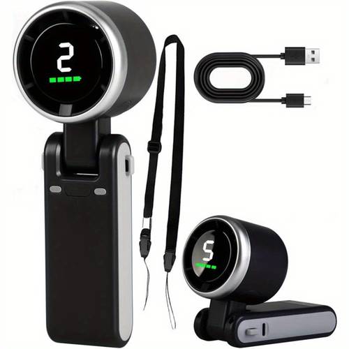 compact and collapsible personal fan rechargeable via usb features 5 speed settings operates with a 3600mah battery for up to of use suitable for office bedroom and outdoor trips