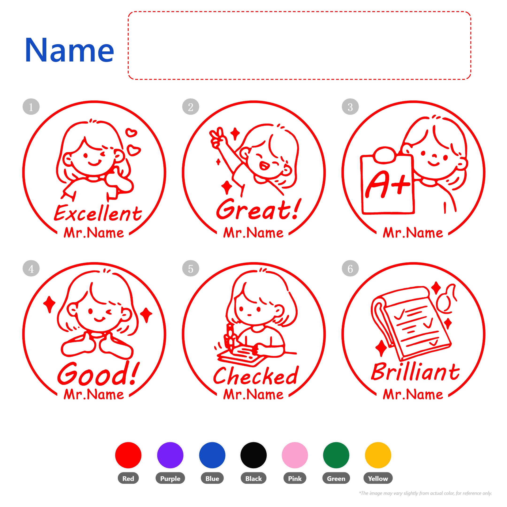 TEMU Custom Name Self-inking Praise Stamp Suitable For Teachers - Classroom Stamp With Self-filling Ink System, Instant Grading For Quick , Round