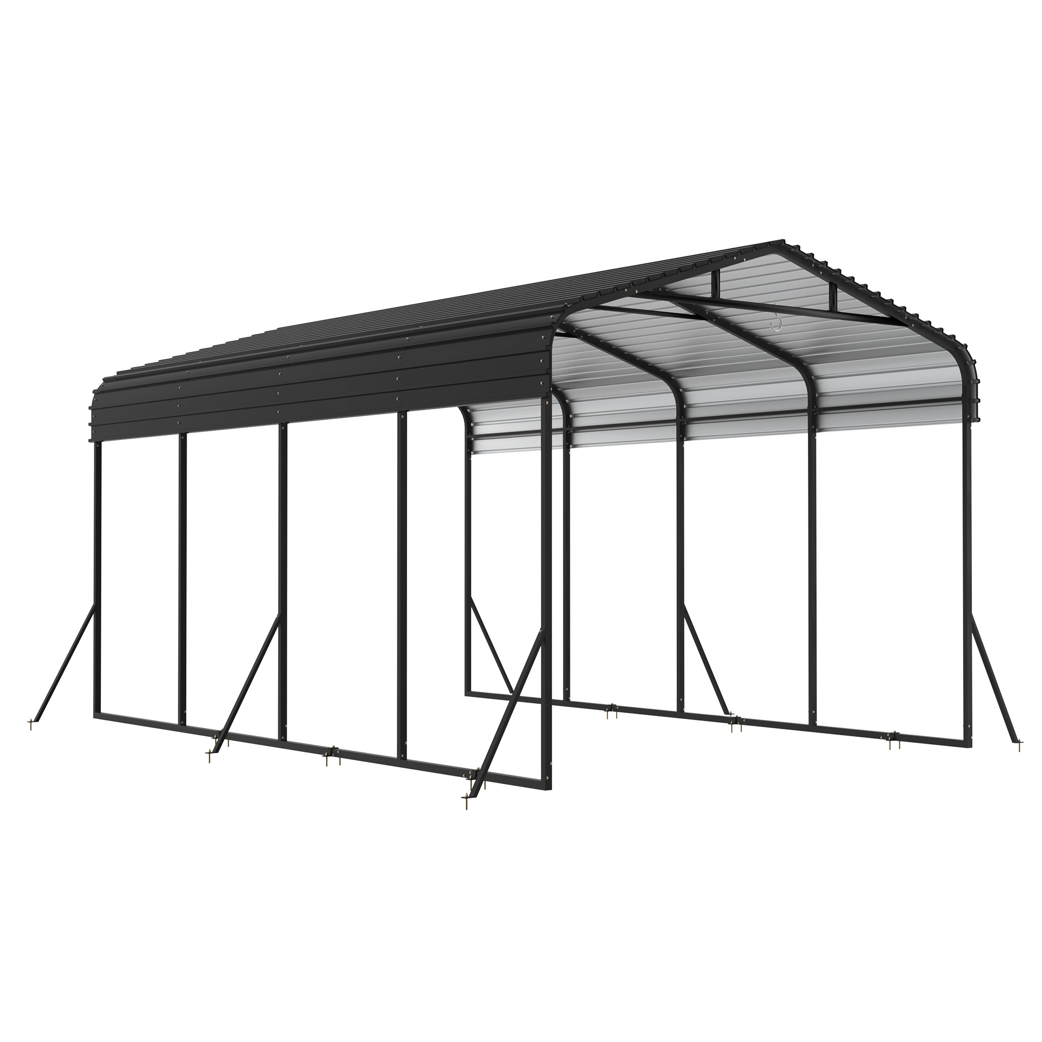 Tent Garage Metal Garage With Roof, Private Parking Garage, 450x300x250cm/600x370x260cm, Sturdy Large Carport, Uv Protection, For Car, Truck, Boat