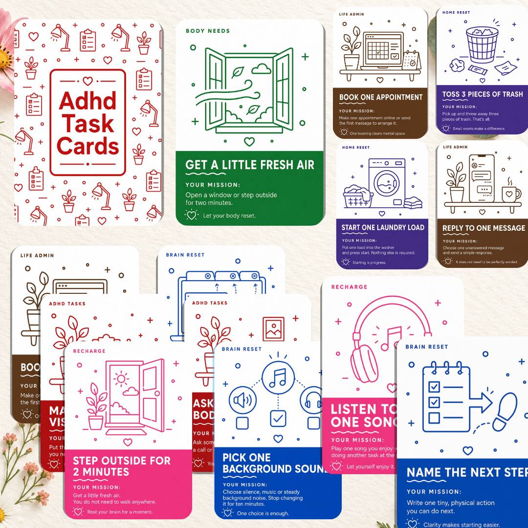 TEMU Adhd Task Cards, 55pcs English Version Cards, Executive Function Prompts And Small-step Missions For Homework, , , Focus And Daily Productivity,