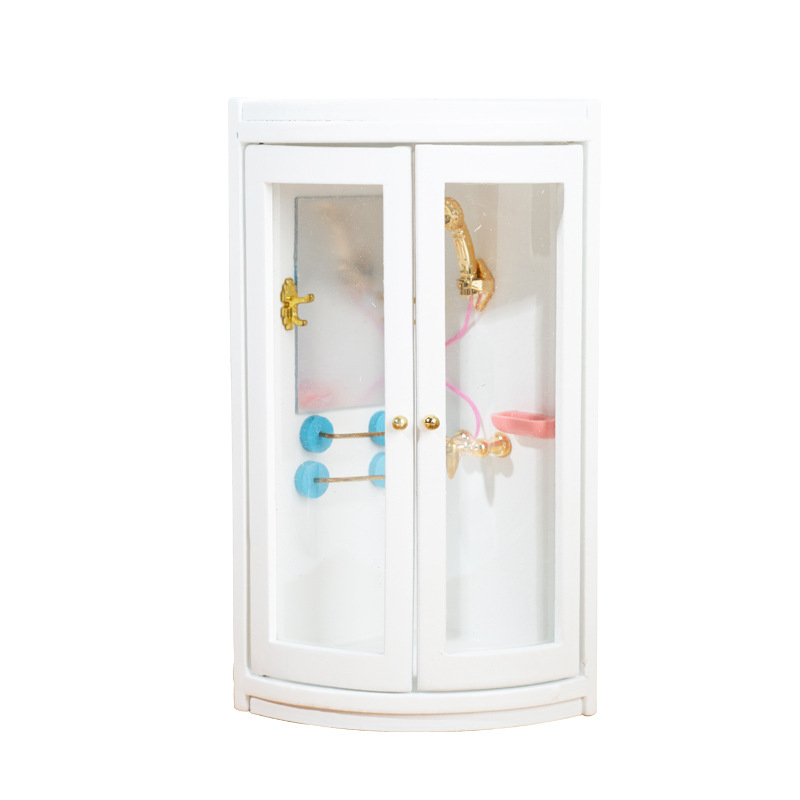 1:12 Scale Dollhouse Accessory Dollhouse Wooden Mini Miniature White Shower Room Home Decor
