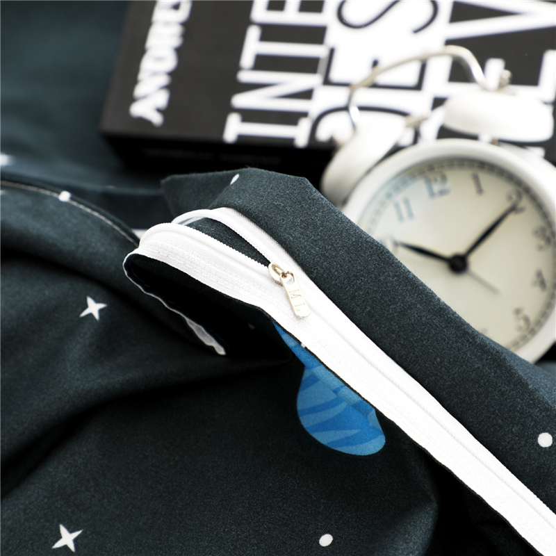 4pcs Set: Multi-Colored Planets + White Galaxy Stars Starry Sky Pattern, Modern Style Bedding (1 Duvet Cover + 1 Flat Sheet + 2 Pillowcases), Soft and Machine Washable Synthetic Fiber Fabric, Suitable for All Seasons, Does Not Include Comforter