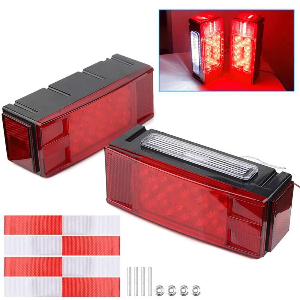 2pcs 12v Low Profile Rectangular Led Trailer Light Kit | Suitable For Rv, Pickup Trucks, Marine, Boats, Trailers - Rear Mount, Room Electrical/hard Wiring