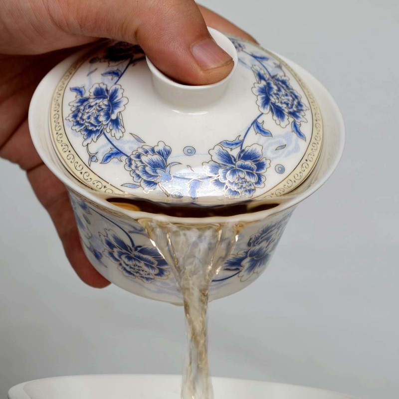 traditional gaiwan tea set with lid and saucer handmade ceramic tea cup flower porcelain teacups 10oz tea ceremony traditional brewing elegant teacup classic ceramics handcrafted pottery   gift for   home   Product details 2