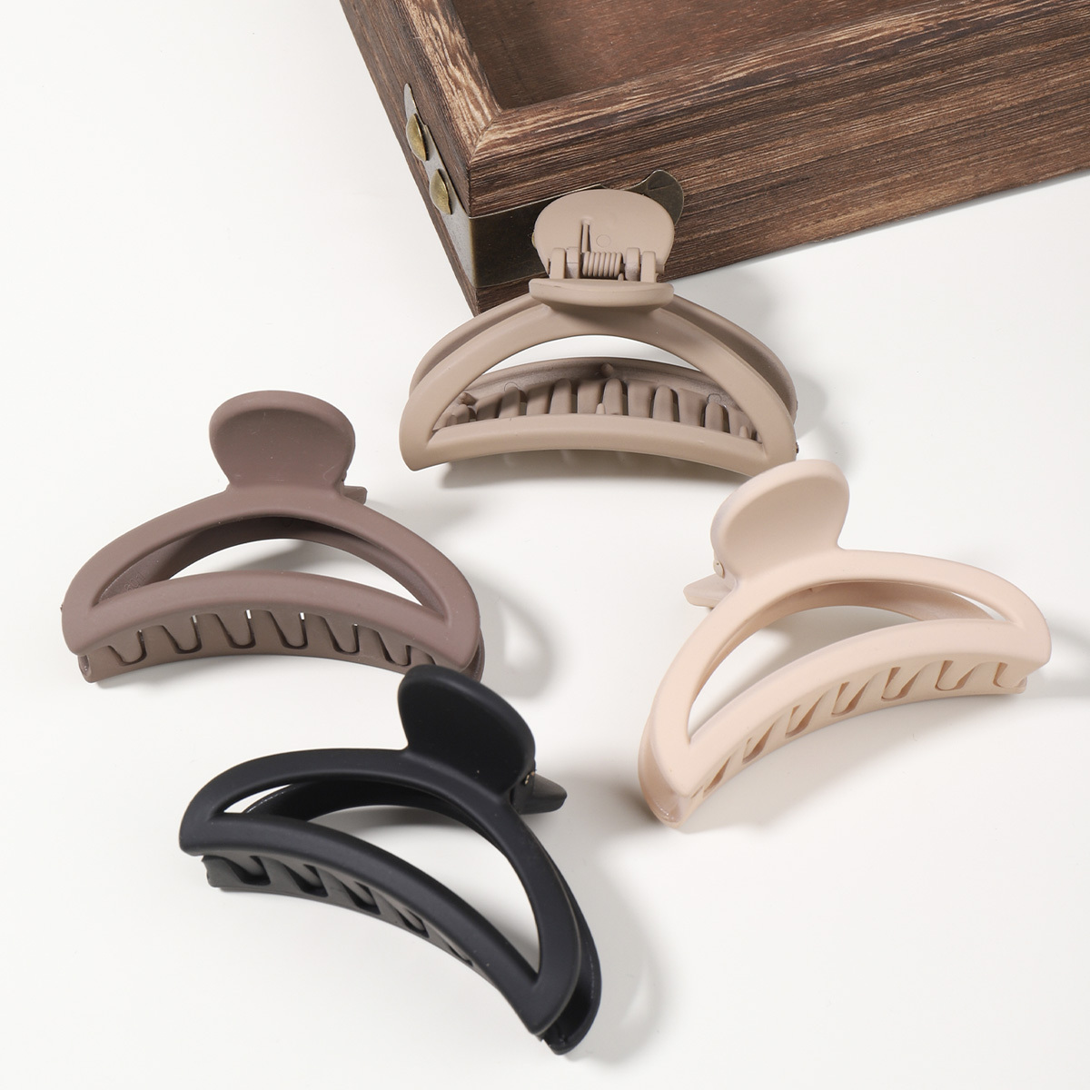 TEMU 4pcs Matte Semi-round Hair Claw Clip-non-slip Ponytail Hair Clip, Suitable For Women-elegant Solid Color Hair Accessories