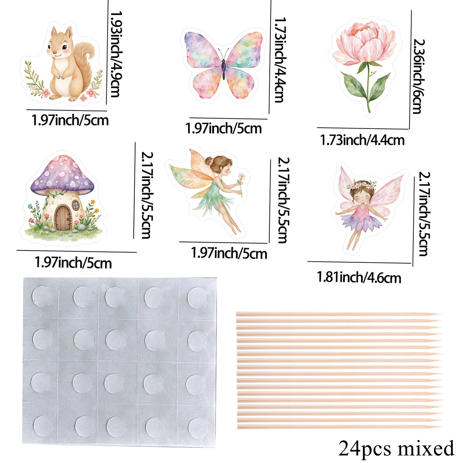Image of 24pcs Mixed Floral Fairy Lady Series Cake Topper Watercolor Mushroom Picks For Fairy Wedding Birthday Party Diy Cupcake Decoration Supplies，halloween, Christmas