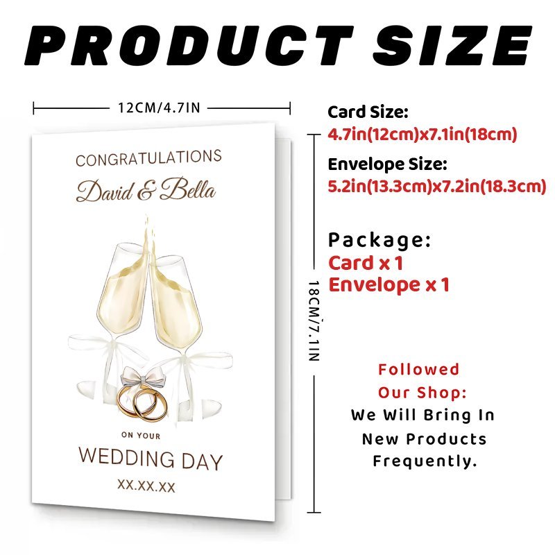 Image of Customize 1pc Greeting Cards, Engagement, Anniversary, Valentine's Day, Congratulations Gift Cards, Personalized Names And Dates For This Newlywed Couple