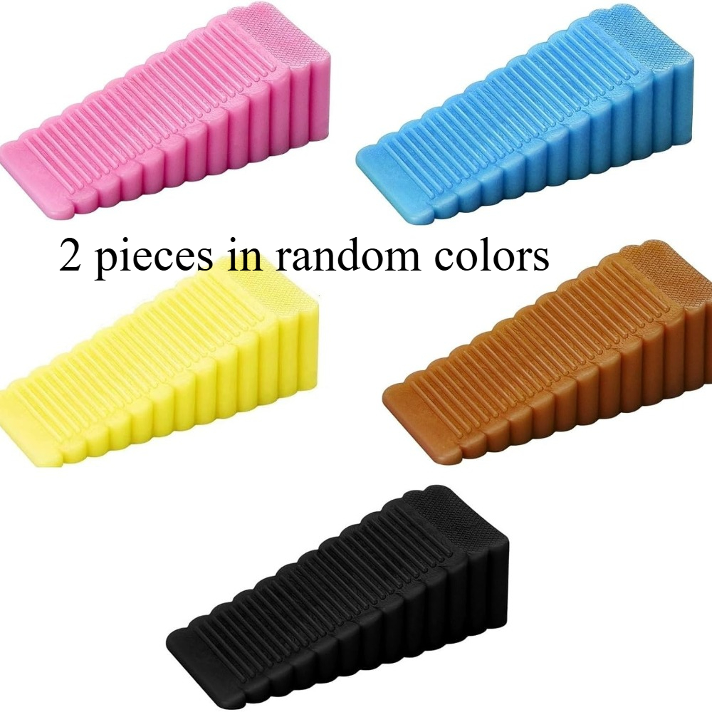 TEMU 2pcs Random Color Windproof Door Wedge No Punching Creative Silicone Door Wedge Anti-clamping Door Card, Usable
