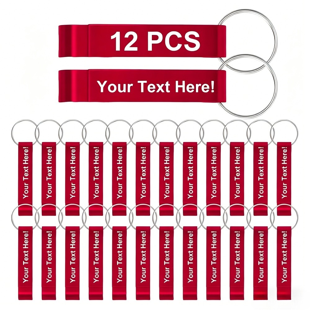 TEMU 12pcs Custom Bottle Opener Keychains, Custom Engraved, Durable Keyrings, Personalized Souvenir Gifts, Business Team Gifts, Graduation Souvenirs,