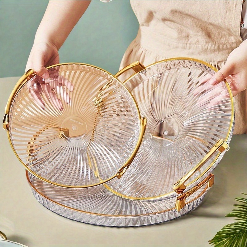 

3pcs Luxury Fruit & Snack Serving - Elegant Plastic Display Trays For Home, Kitchen, And Restaurant Use, Portable, Plate