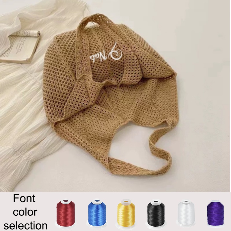 TEMU Sac fourre-tout de plage 1 pièce brodé sur mesure, , style bohème au crochet, en respirante, embellissements floraux , tissu durable avec