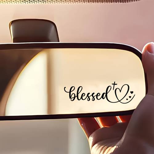 funny heart shaped rearview mirror sticker black religious text self vinyl decoration suitable for cars mugs mirrors christian faith car decoration no residue easy to apply heart car additions