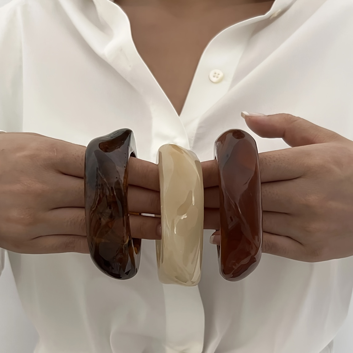3pcs Acrylic Bracelet Set, Unique Irregular Design
