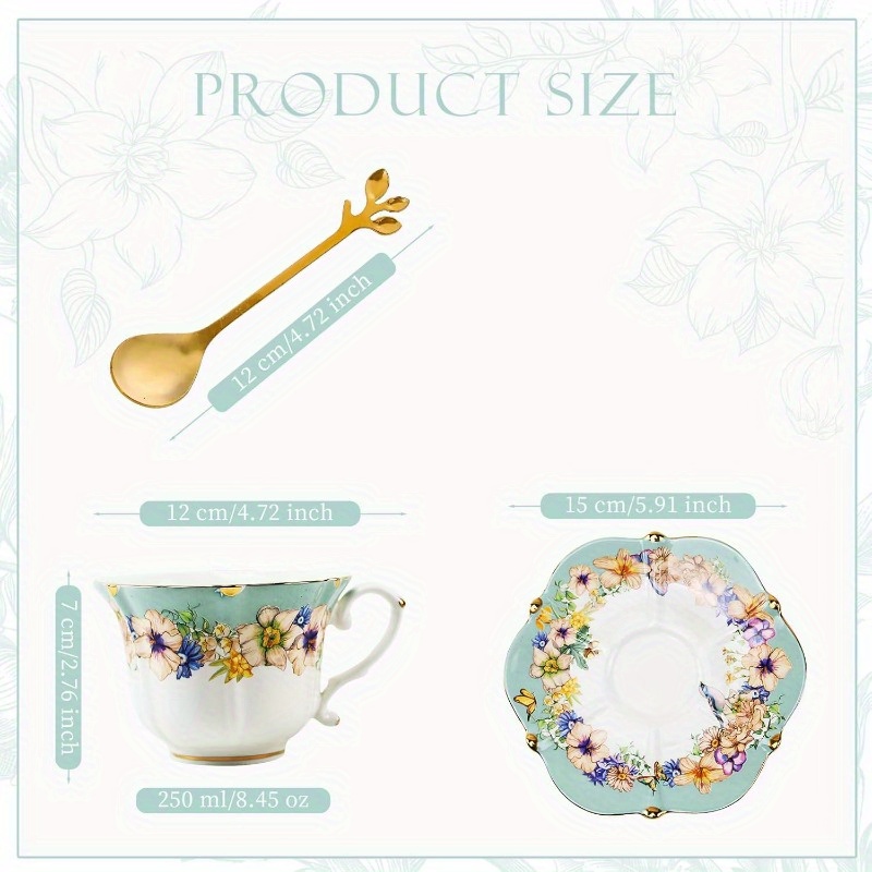 3pcs vintage floral tea cup and saucer set with   - light   porcelain, insulated ceramic, hand wash only, ideal for women s  ,   1 cup and 2 saucers, tea   | elegant tableware | durable ceramic, tea party supplies Product details 1