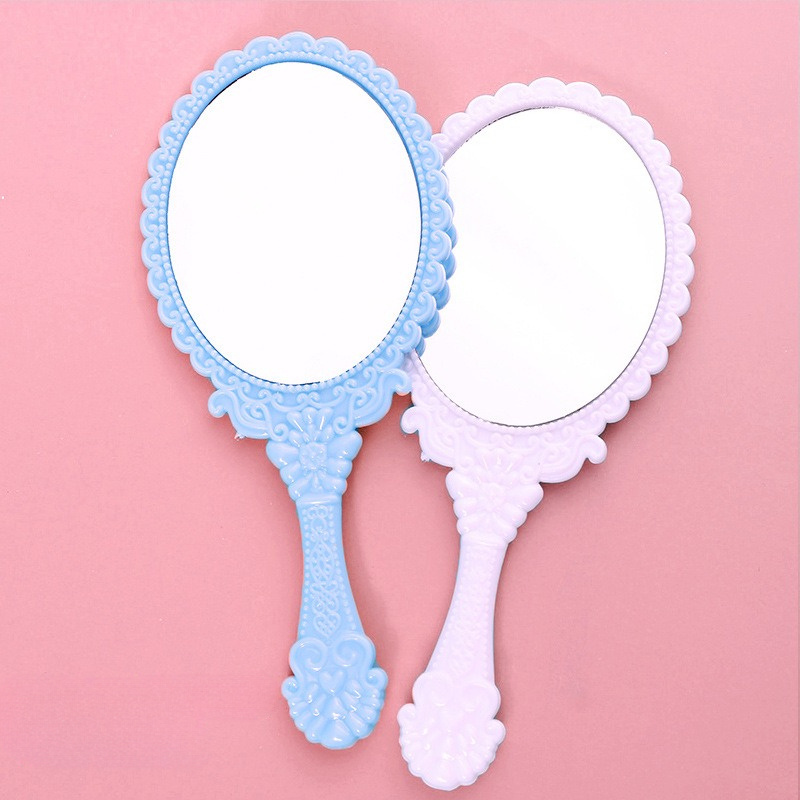 Minimalist Solid Color Elegant Plastic Round Women's Hand Mirror