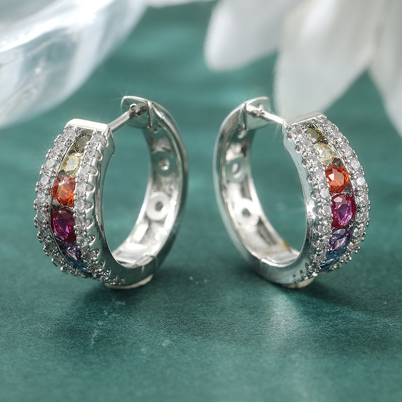 Women's Elegant Synthetic Colored Cubic Zirconia Round Earrings