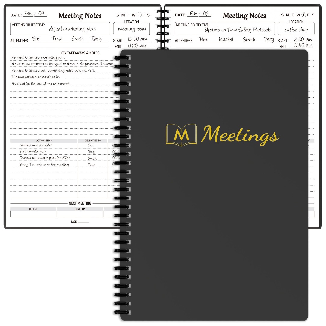 TEMU 1pc Work Meeting Notebook, Action Items Included, Project Planning Journal, Suitable For Men And Women'/ Recording Agenda Organization, A5