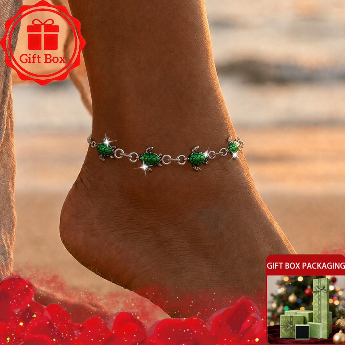Image of Anklet Gift Box Bohemian Vintage Niche Anklet Summer Beach Vacation All-match Jewelry Birthday Holiday Present