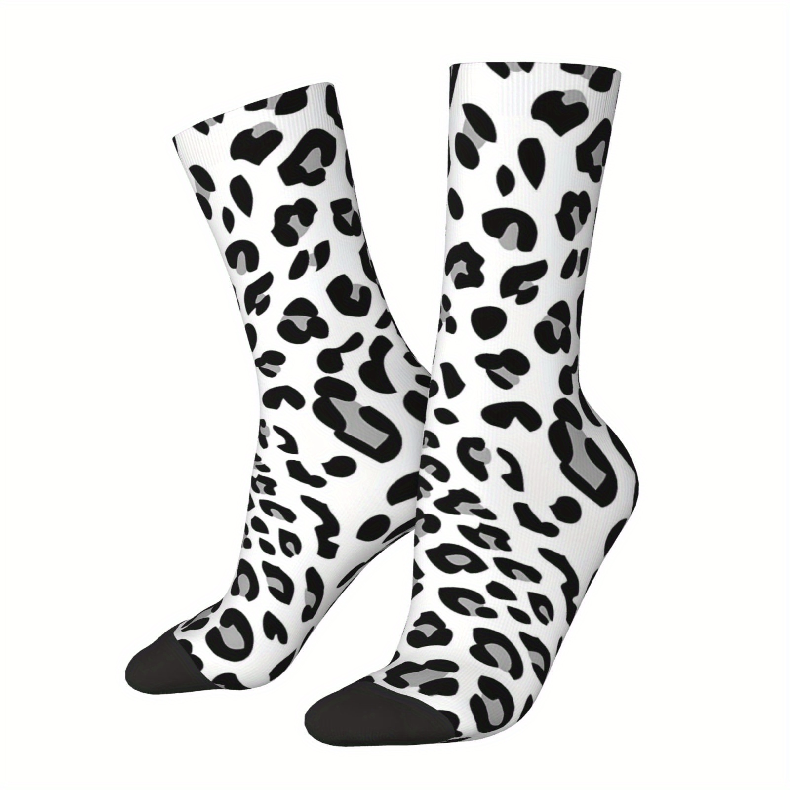 TEMU Un par de calcetines unisex para exteriores con diseño de estampado de leopardo, media, lavables a máquina, ideales para de los deportes al ,