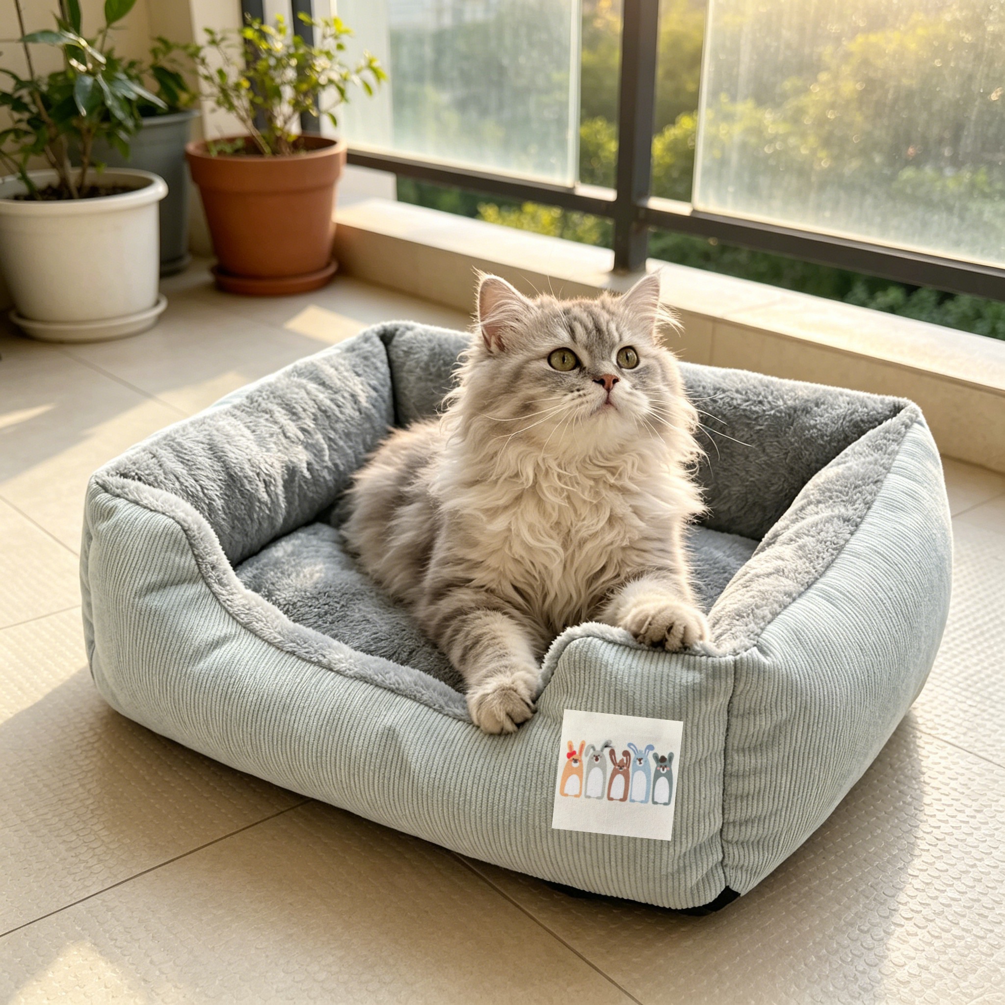 TEMU Comfortable Living For Your Pet Starts Here! This Stylish Square-shaped Light Gray Pet Sofa Features Thickened , Is And Easy To Clean, And Is