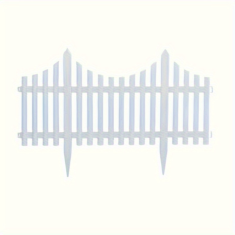 E-shop [2D Flat] 10 Stück weiße Gartenzaun aus Kunststoff, Bodenmontage, kein erforderlich, Kunstdekoration, keine Batterien erforderlich, geeignet für